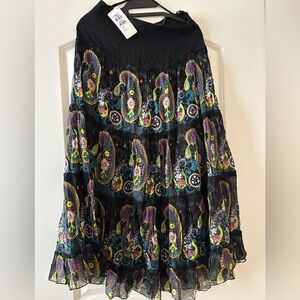 NWT Keawa Colourful Paisley Women's Midi Skirt Sz M